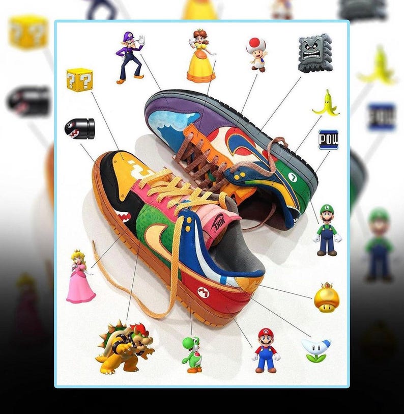 Custom Painted Nike Mario Dunks