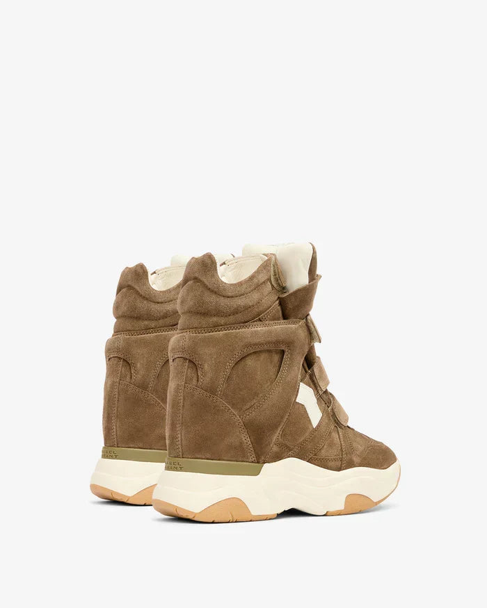 ISABEL MARANT Balskee  Khaki/Ecru Suede And Leather Wedge Sneakers New