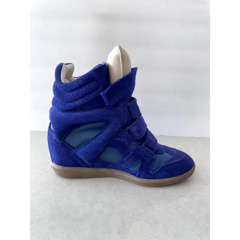 Isabel Marant Tricolor Suede and Leather Bekett Wedge Sneakers
